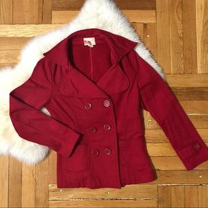 Short Red Forever 21 Double-Breasted Coat